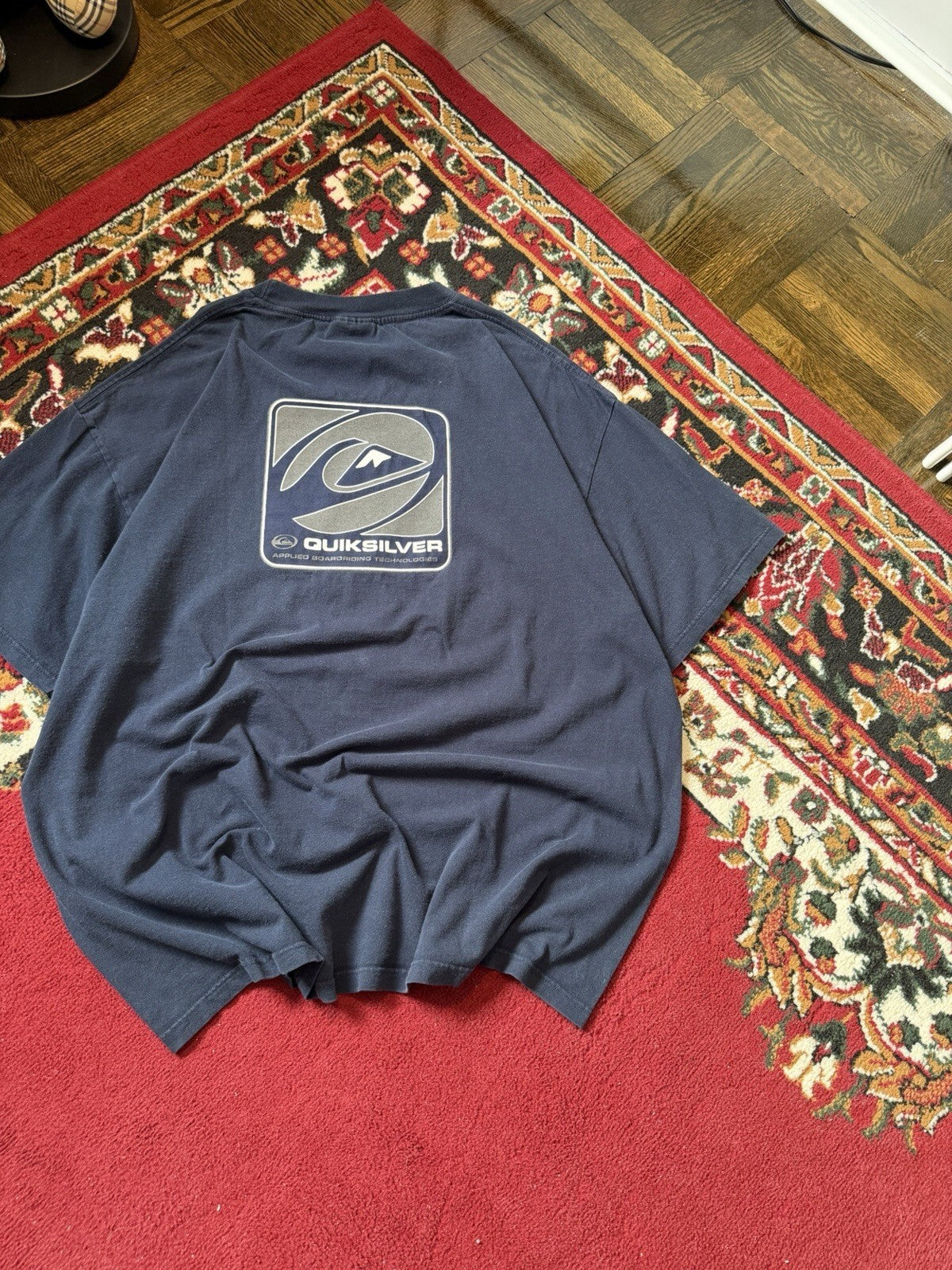 90s Quiksilver International Vintage Reflective Logo Tee T-shirt Surd Skate XL