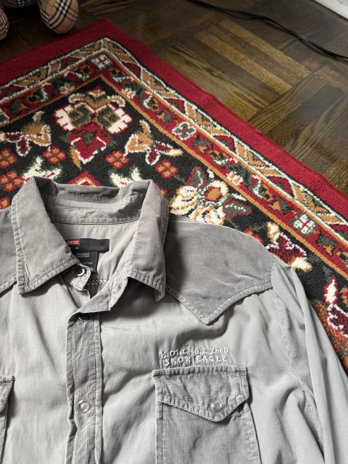 Diesel Eagle Corduroy Western Shirt Gray Size XL