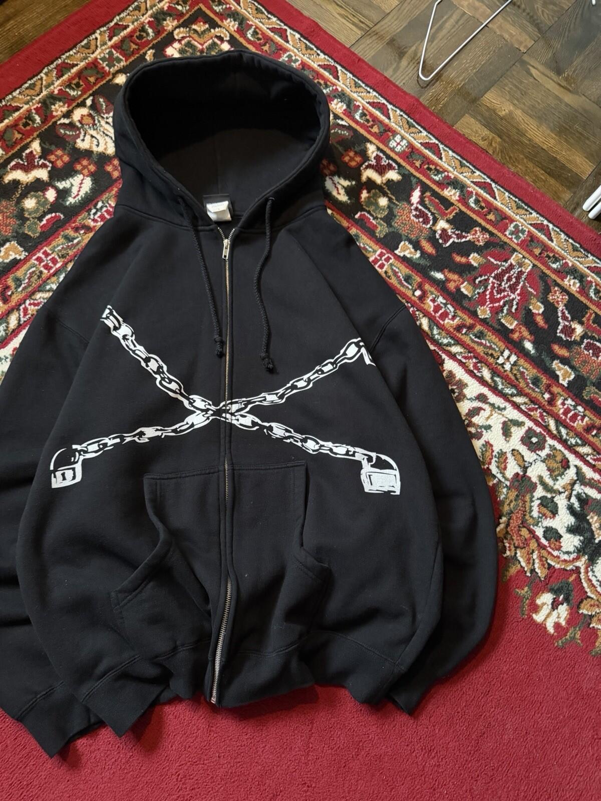 Vintage Korn Chain Locked Door 00s Zip Hoodie Giant Tag 90s Band Zip Hoodie