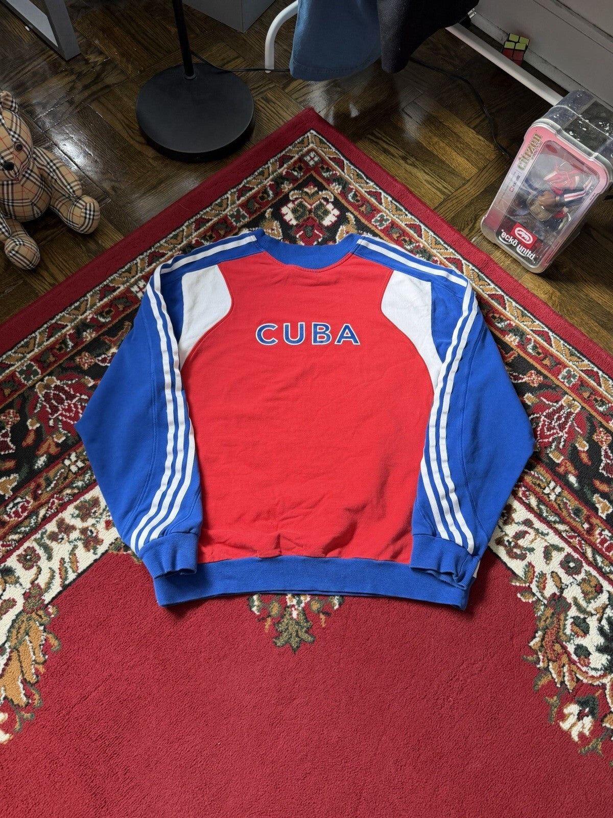 Vintage Cuba Adidas Soccer 3 Stripes Crewneck Sweatshirt Size L 00s