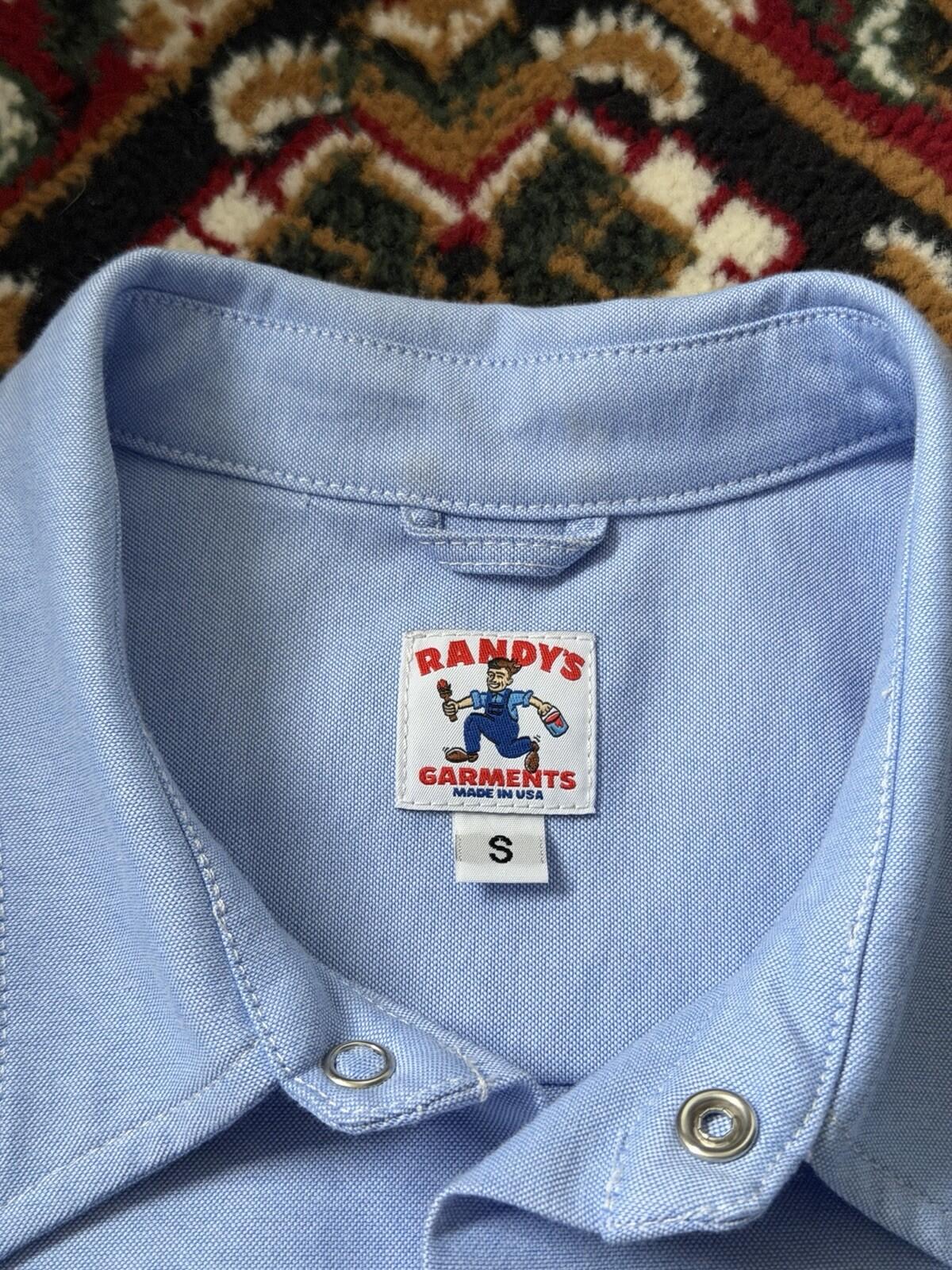Randy's Garments Short Sleeve Work Shirt Light Blue Cropped Size Small Boxy Fit