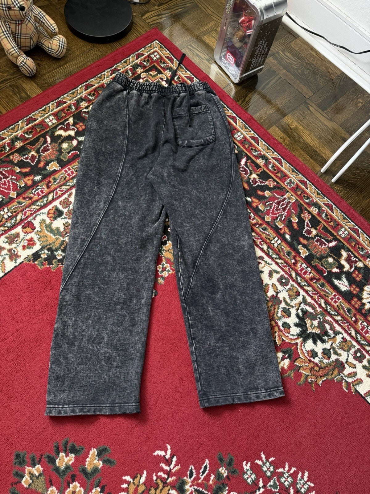 Dime MTL Small Logo Relaxed Straight Sweatpants Navy Size Large