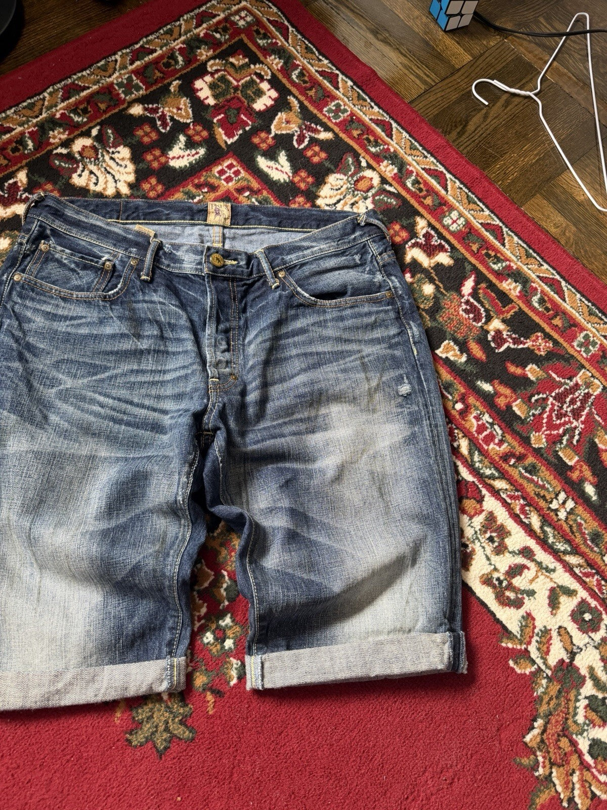 PRPS Blue Medium Wash Distressed Denim Cutoff Jean Barracuda Shorts