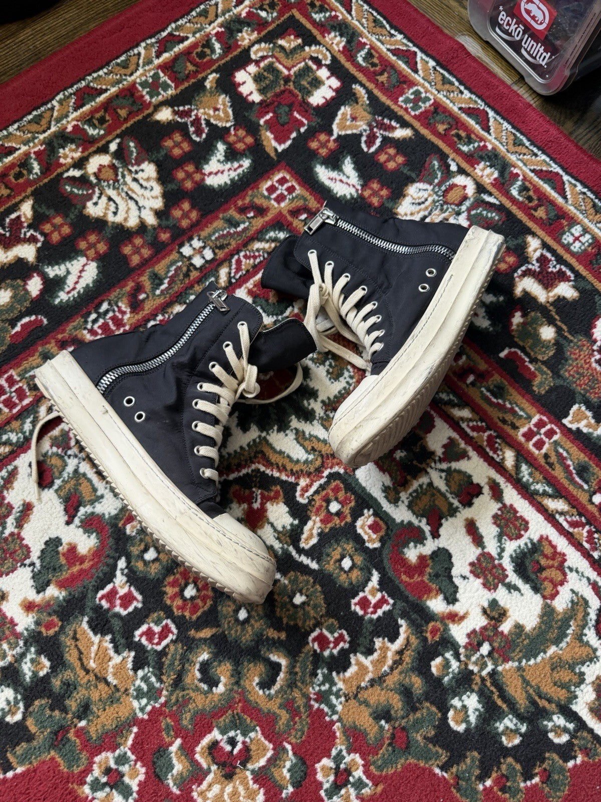 Rick Owens DRKSHDW Canvas Ramones High-Top Sneakers Size 39EU 6.5US