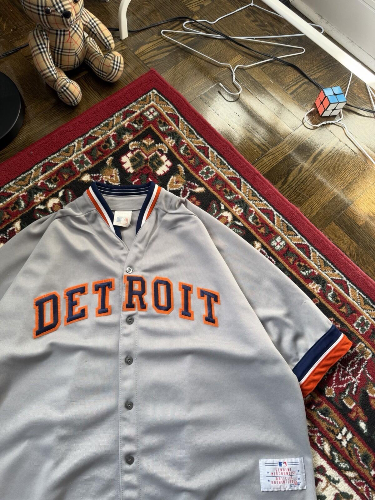 Vintage 80s CCM Detroit Tigers Jersey XXL Gray Road Script MLB Sewn 90s