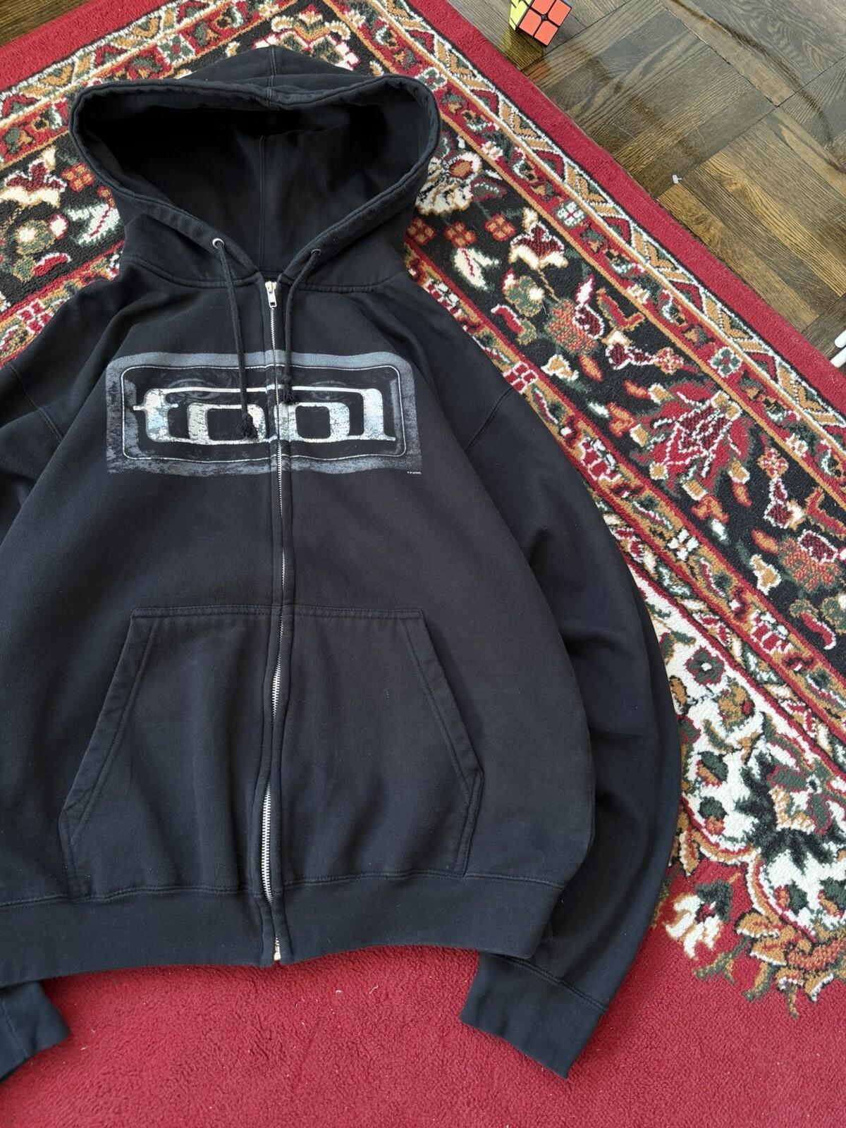 RARE Vtg TOOL Hoodie Men’s XL 2005 Metallic Reflective Block Logo Full Zip