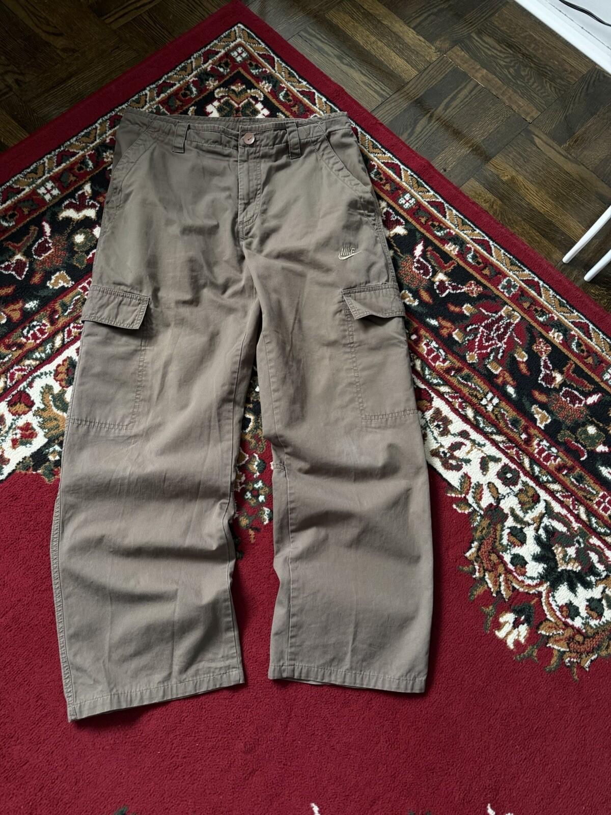 Vintage Nike Y2K Cargo Baggy Pants Olive Green Size S 00s