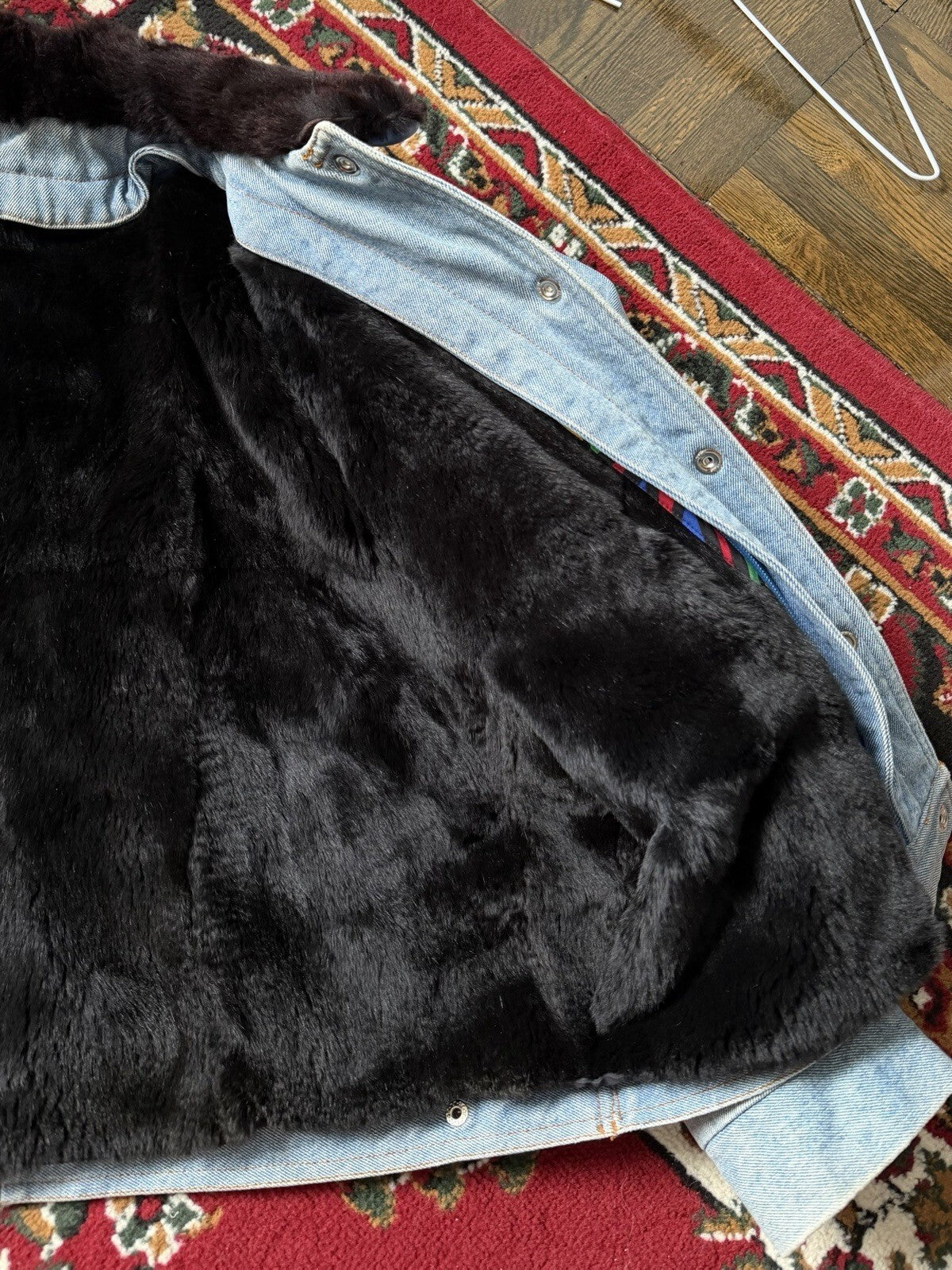 D'Arcy Moses Indian Nation Denim Jacket x Gilles Allard Wasel Fur Medium RARE!