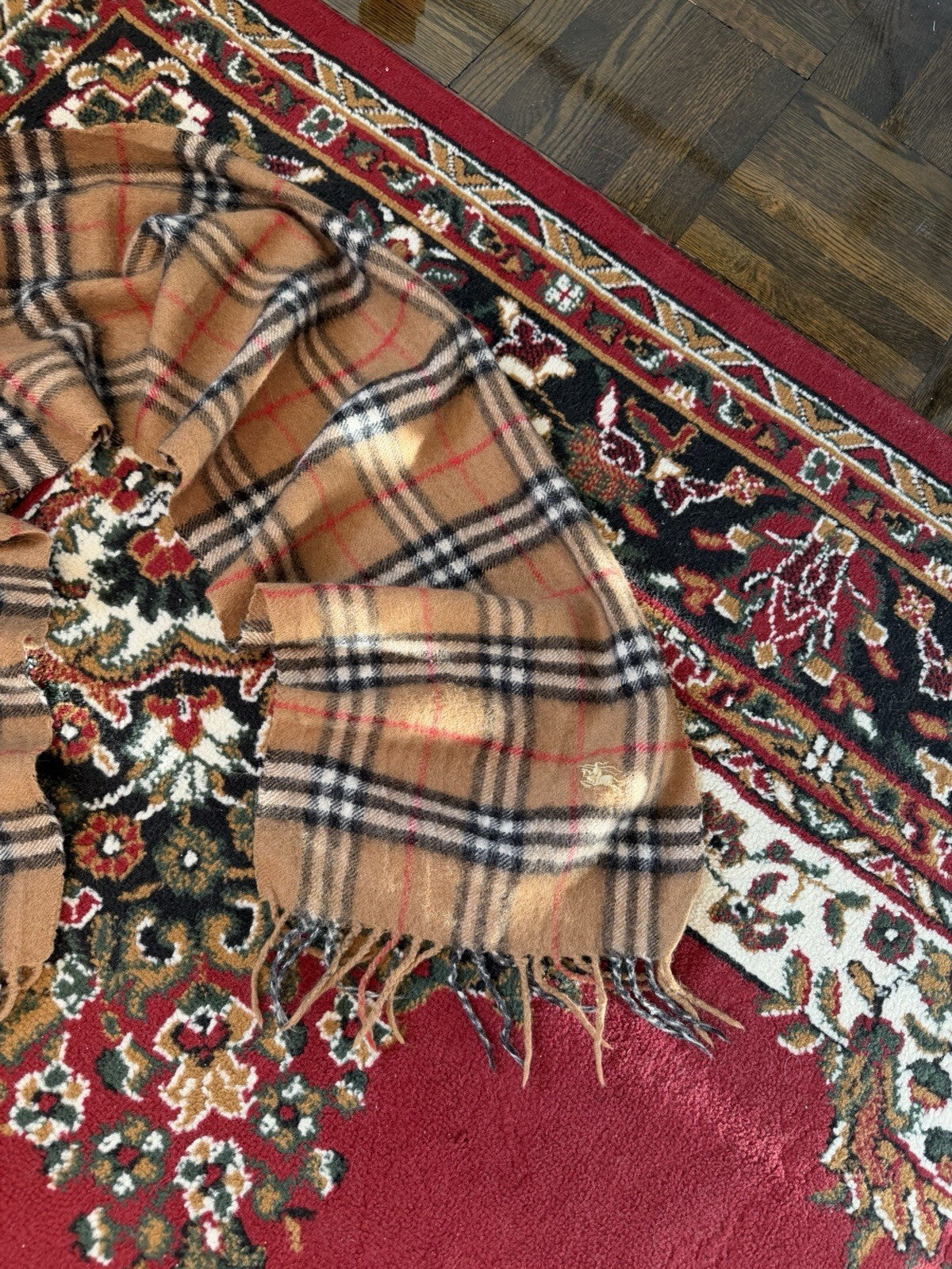 Burberry Nova Check Tan/Camel Baby Alpaca Scarf Scarves