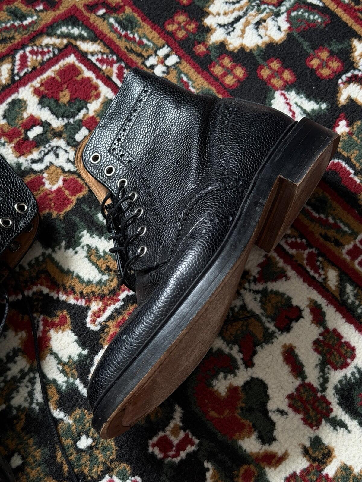Thom Browne Mens Wingtip Pebble Grain Leather Ankle Boots Size 42 / US 9 Lace Up