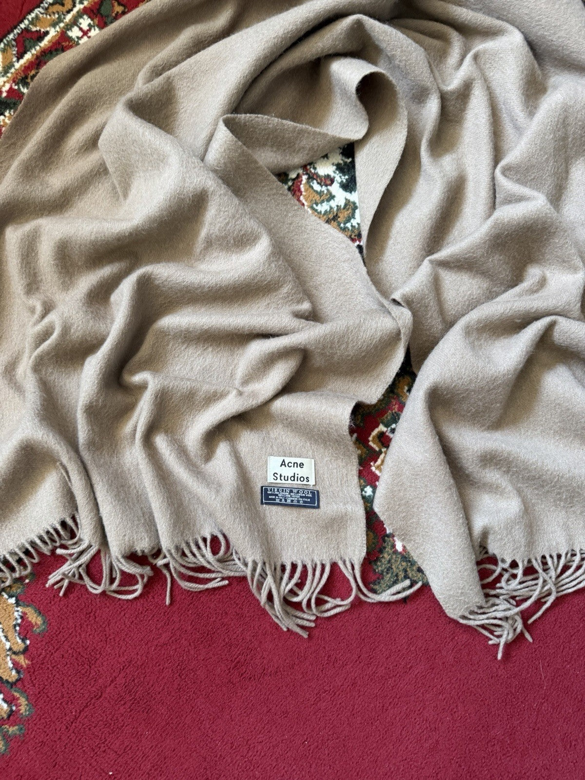 Acne Studios Virgin Wool Fringe Long Scarf 42.5/26.8 in