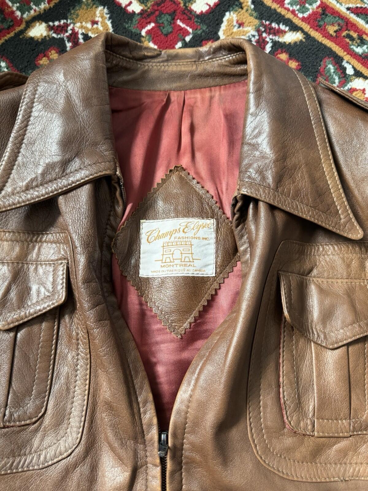 1960s Vintage Men's British ‘Clix’ Zipper Brown Collared Utility Pockets Jacket