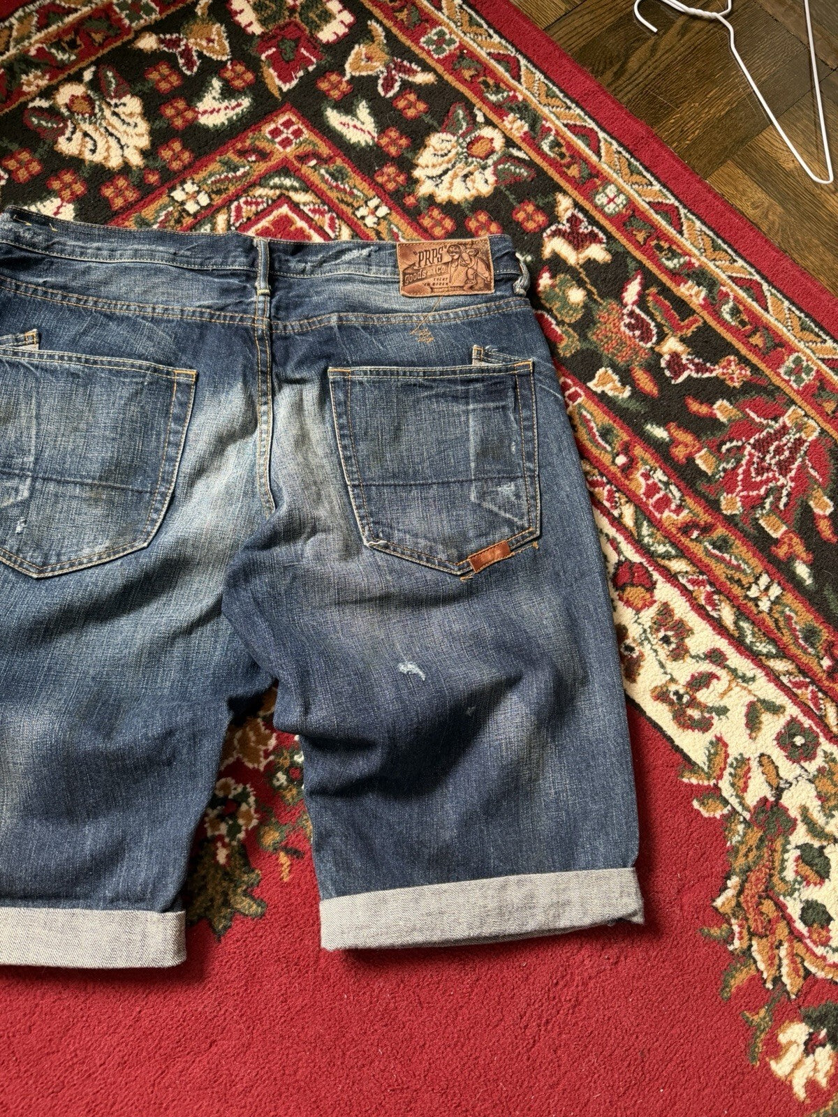 PRPS Blue Medium Wash Distressed Denim Cutoff Jean Barracuda Shorts