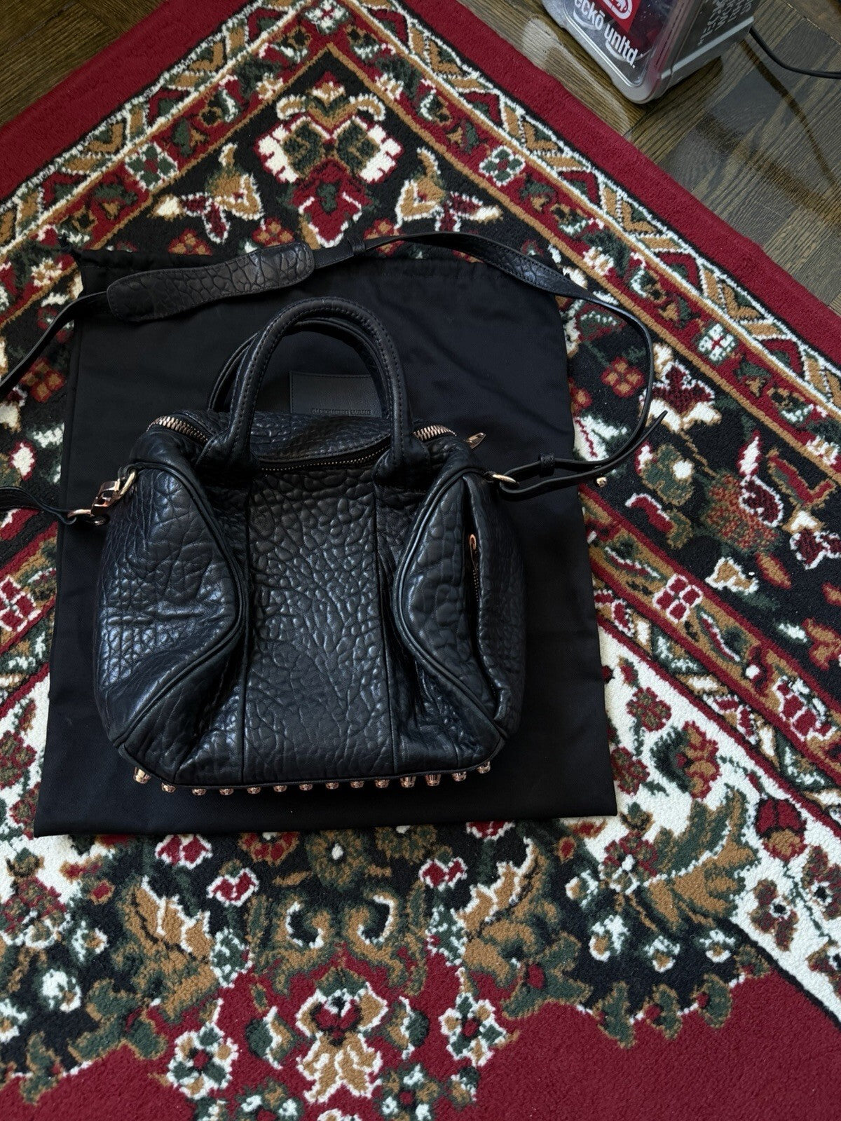 Alexander Wang Rockie Rocco Black Pebbled Lambskin Leather Satchel