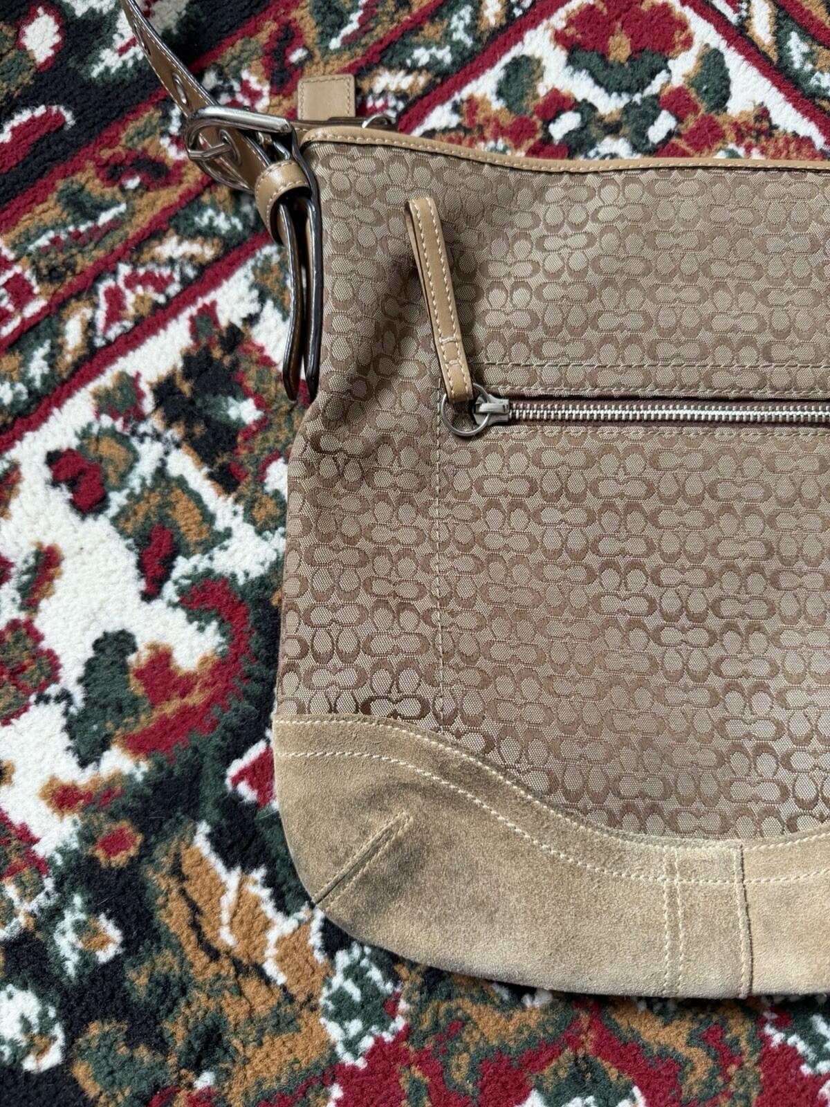 Coach Signature Jacquard Crossbody Bag Shoulder Purse Brown F10944