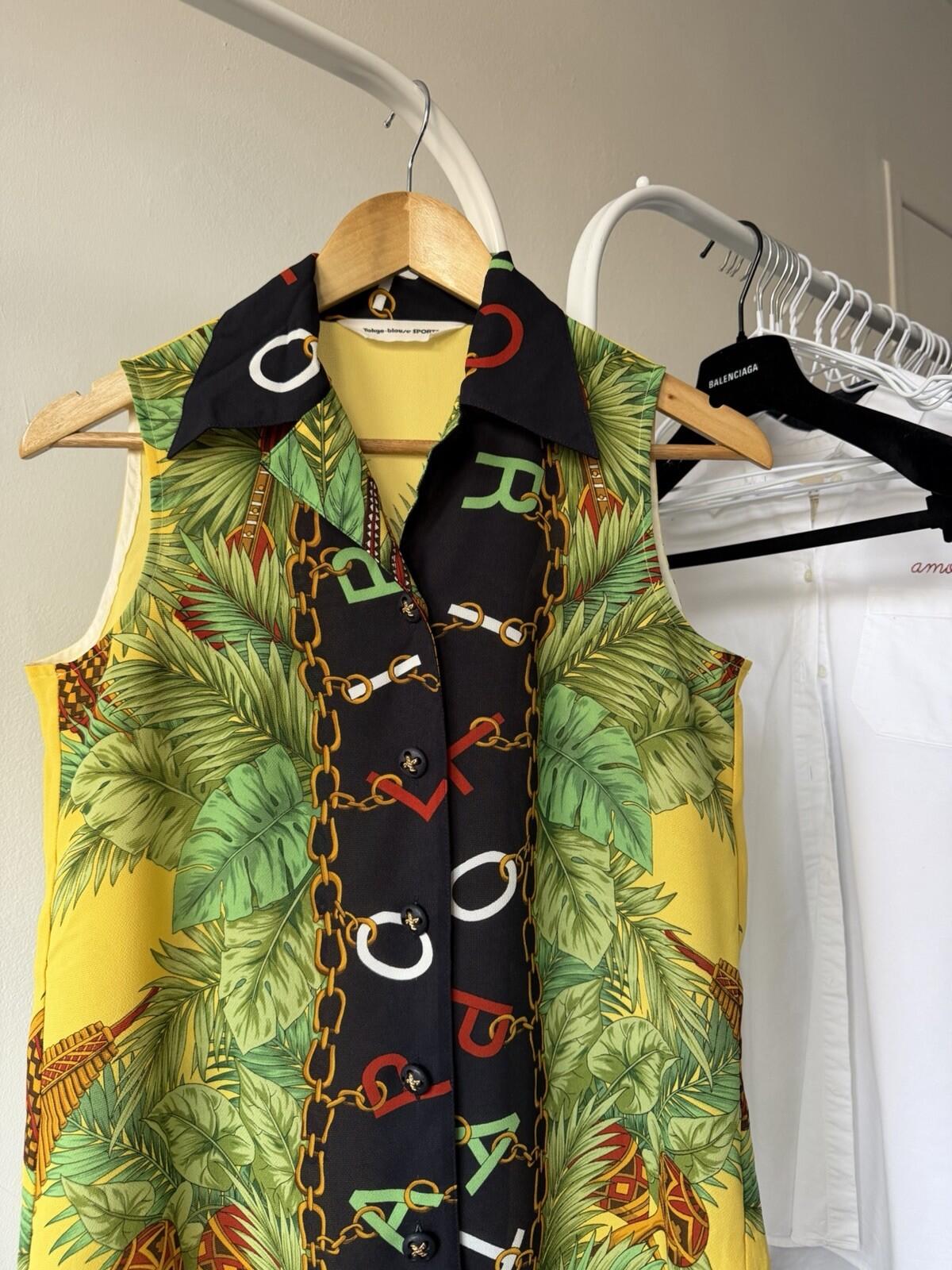 TOKYO BLOUSE SPORTS Jungle Graphic Sleeveless Shirt Made in Japan Size M