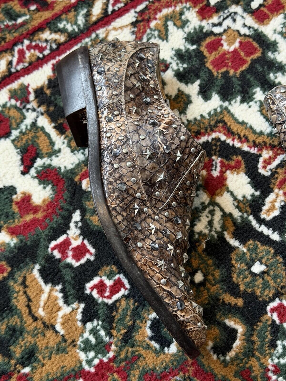 Jimmy Choo For H&M Python Exotic Western Cowboy Short Studs Shoes EU 37 | US 6