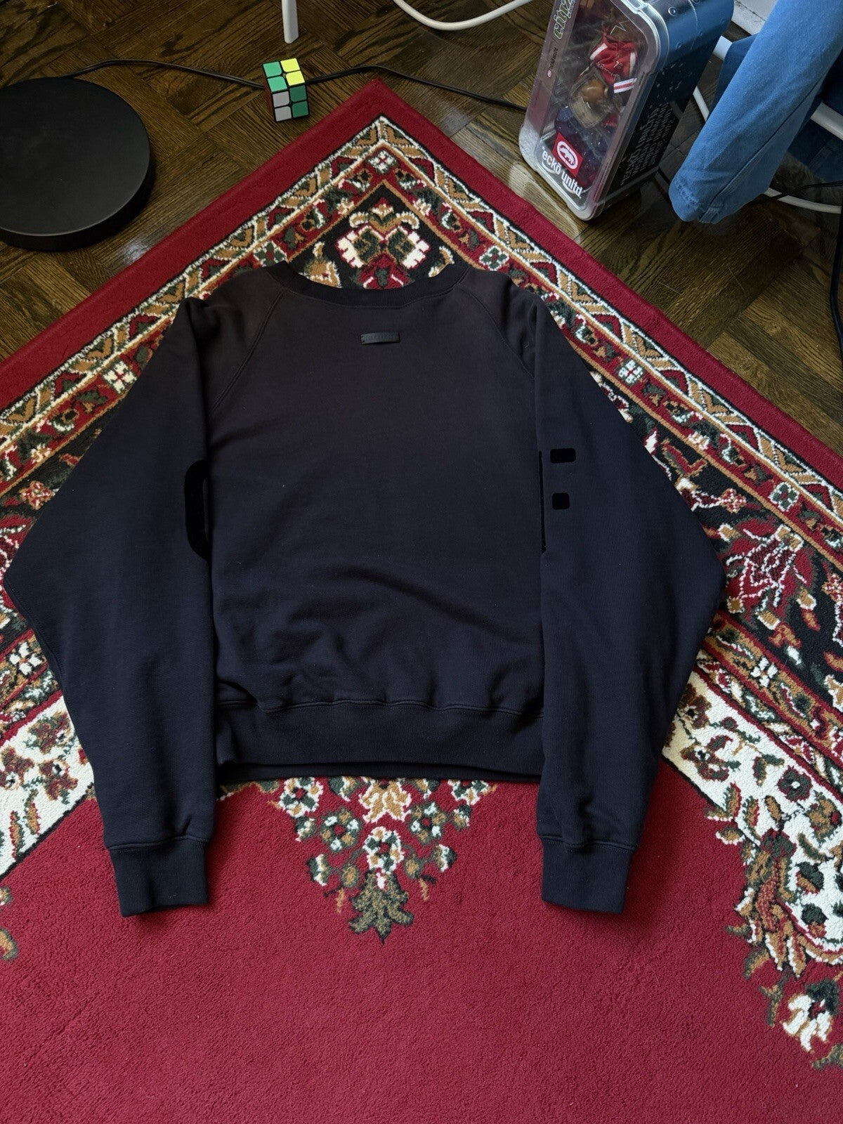 Fear of God 7th Collection FG Logo Double Layered Faded Crewneck Black FOG