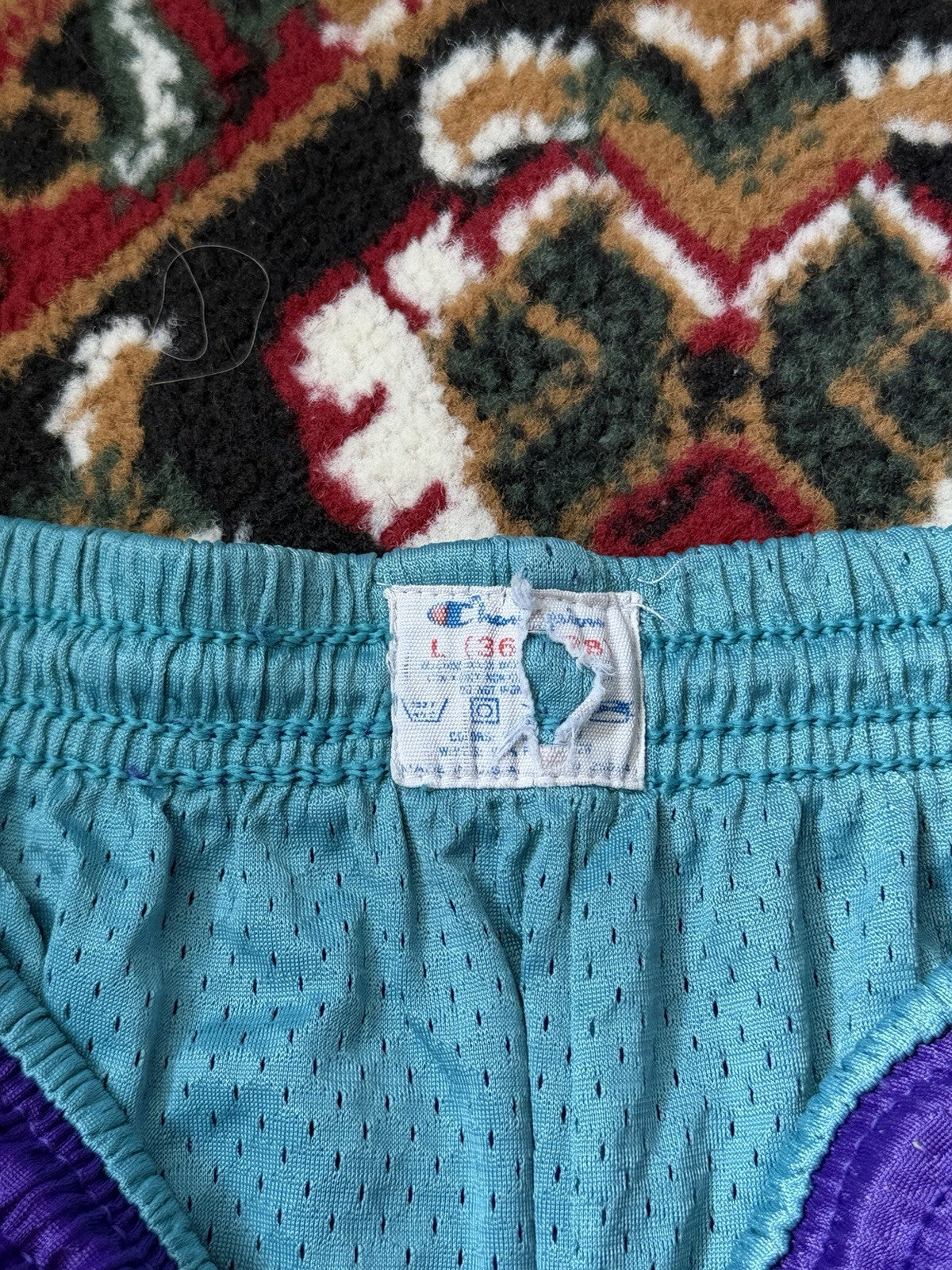 Vintage Champion 80s Reversible Basketball Shorts Purple / Green
