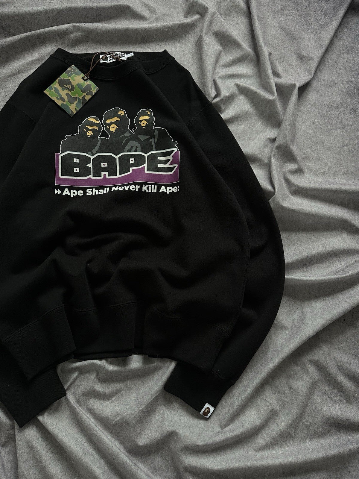 Bape Archive Ape Shall Never Kill Ape Black Crewneck Sweatshirt Large