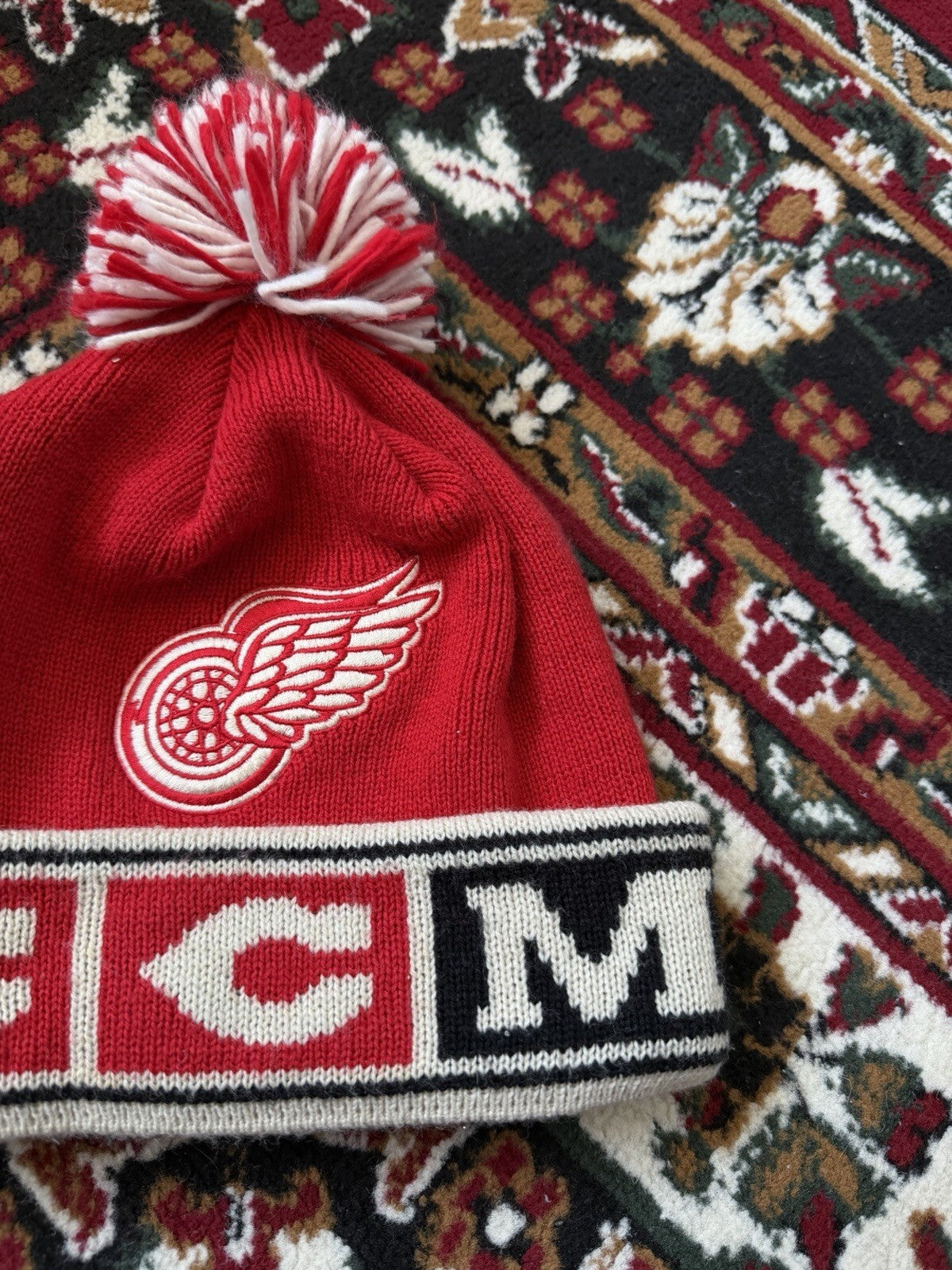 Vintage CCM Red Wings Winter Christmas Hat Excellent Condition