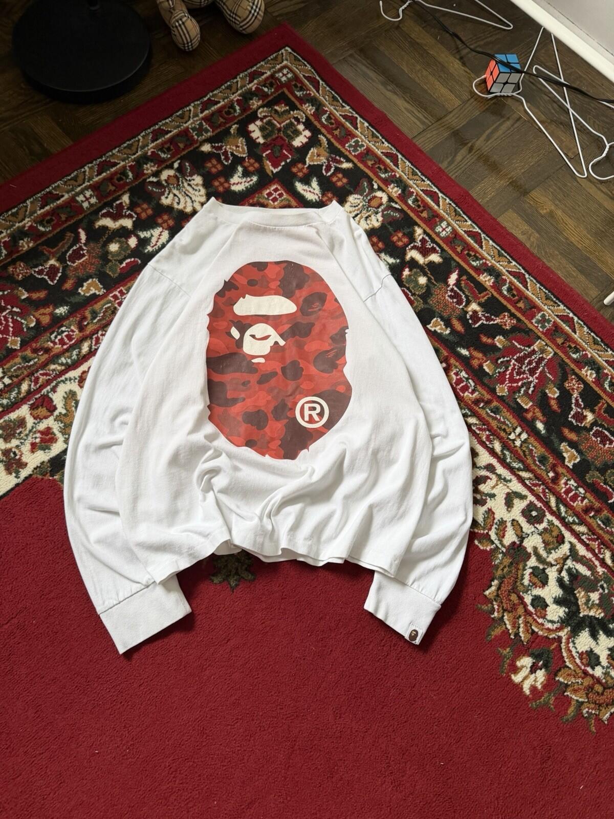 Authentic A Bathing Ape Color Camo Orange Big Ape Head L/S Longsleeve Shirt Tee